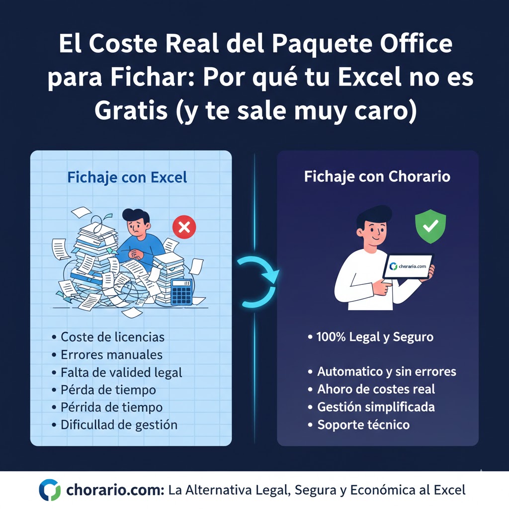El Coste Real del Paquete Office para Fichar: Por qué tu Excel no es Gratis (y te sale muy caro)